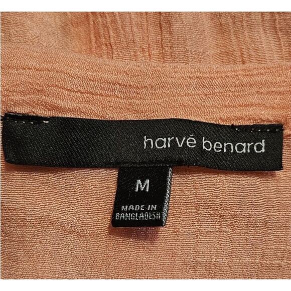 Harve Bernard Womens Blouse Size M Pink Gauzy Button Down 3/4 Sleeve Pockets - Picture 3 of 5